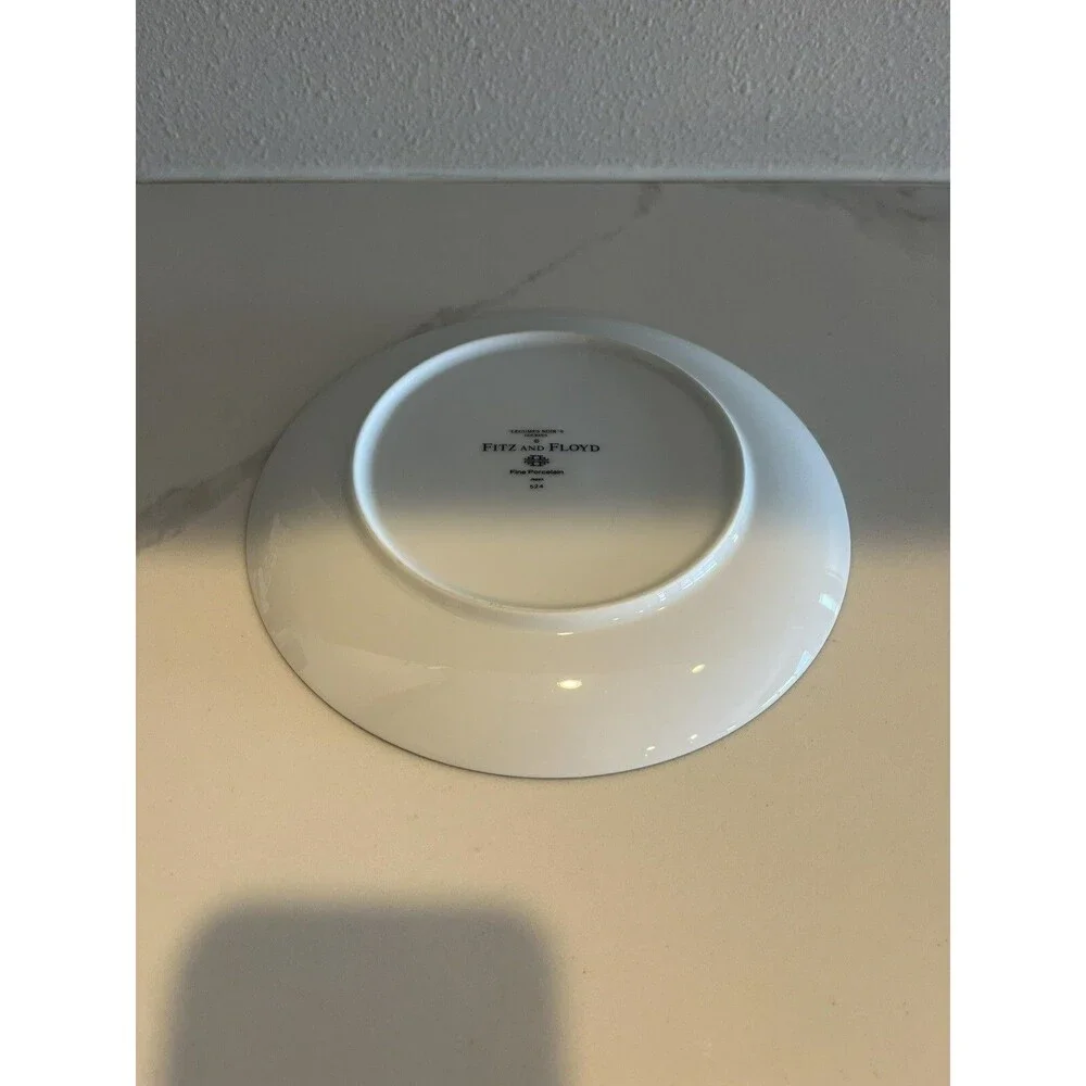 Fitz And Floyd Legumes Noir Fine Porcelain Mushrooms Plates